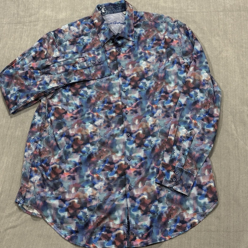 Robert Graham Outer Banks Artisan Dot Button Up Shirt Mens XLT Geometric Stretch - Picture 2 of 10
